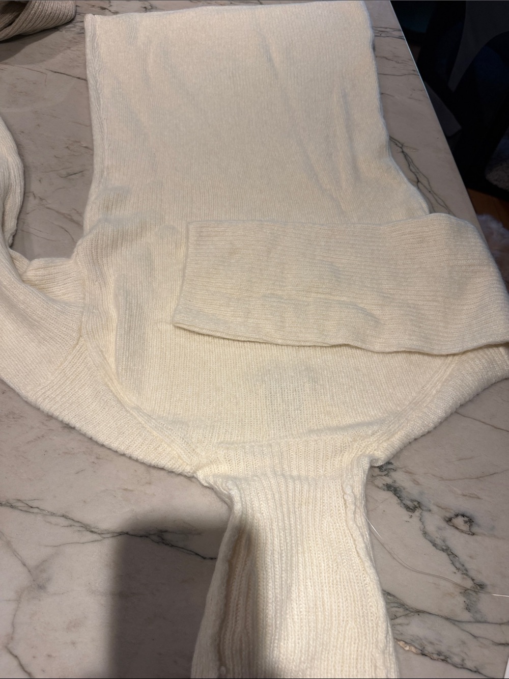 Abercrombie & Fitch Cream Ribbed Cowl Turtleneck Sweater